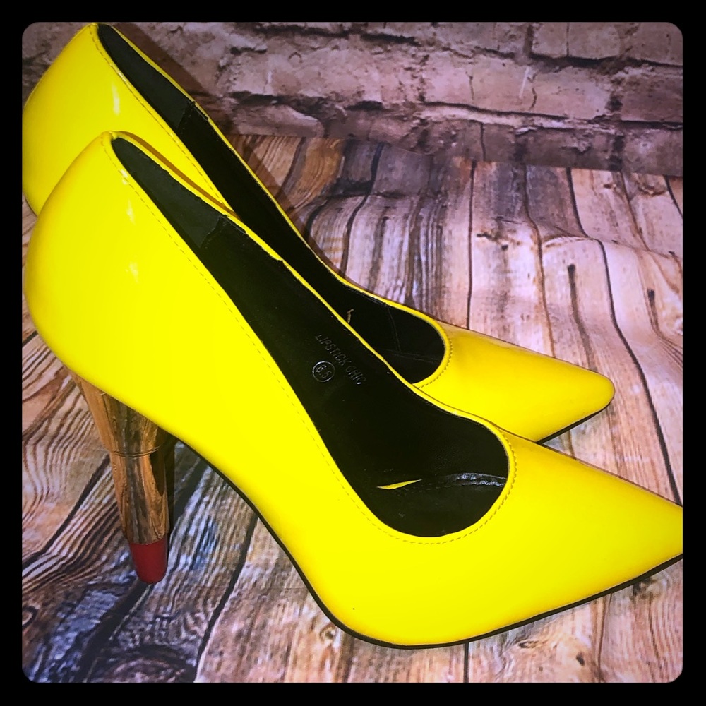 Lipstick heel neon yellow heels